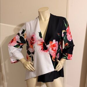 Joseph Ribkoff Black & White Floral Blazer